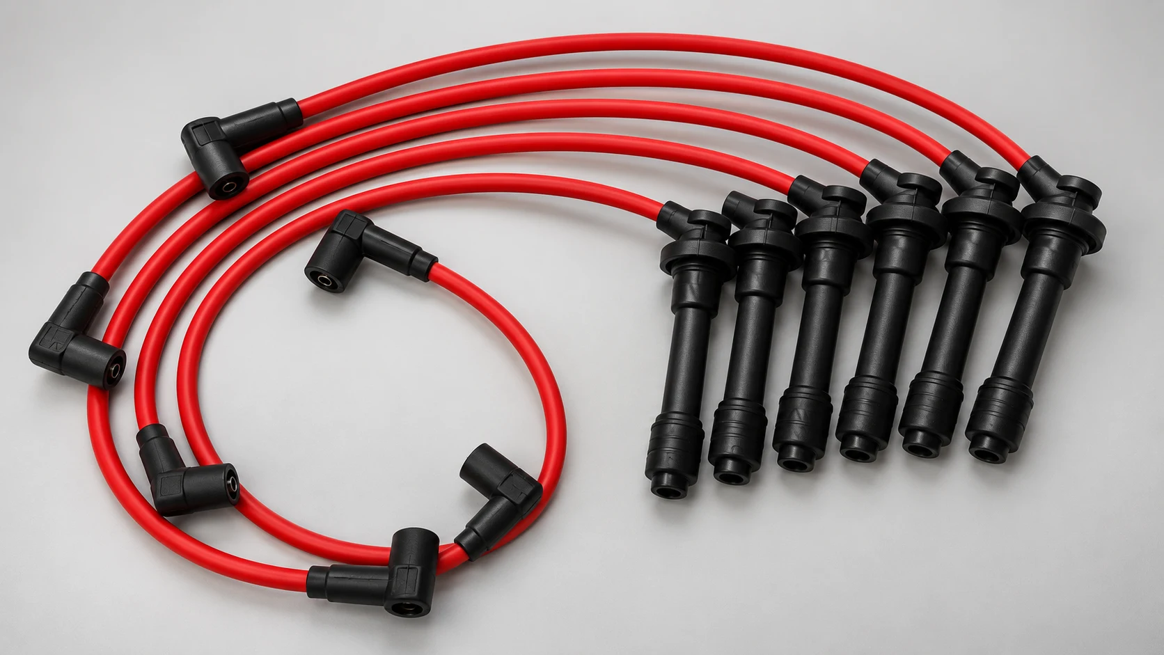 Red ignition wire set with black plug boots