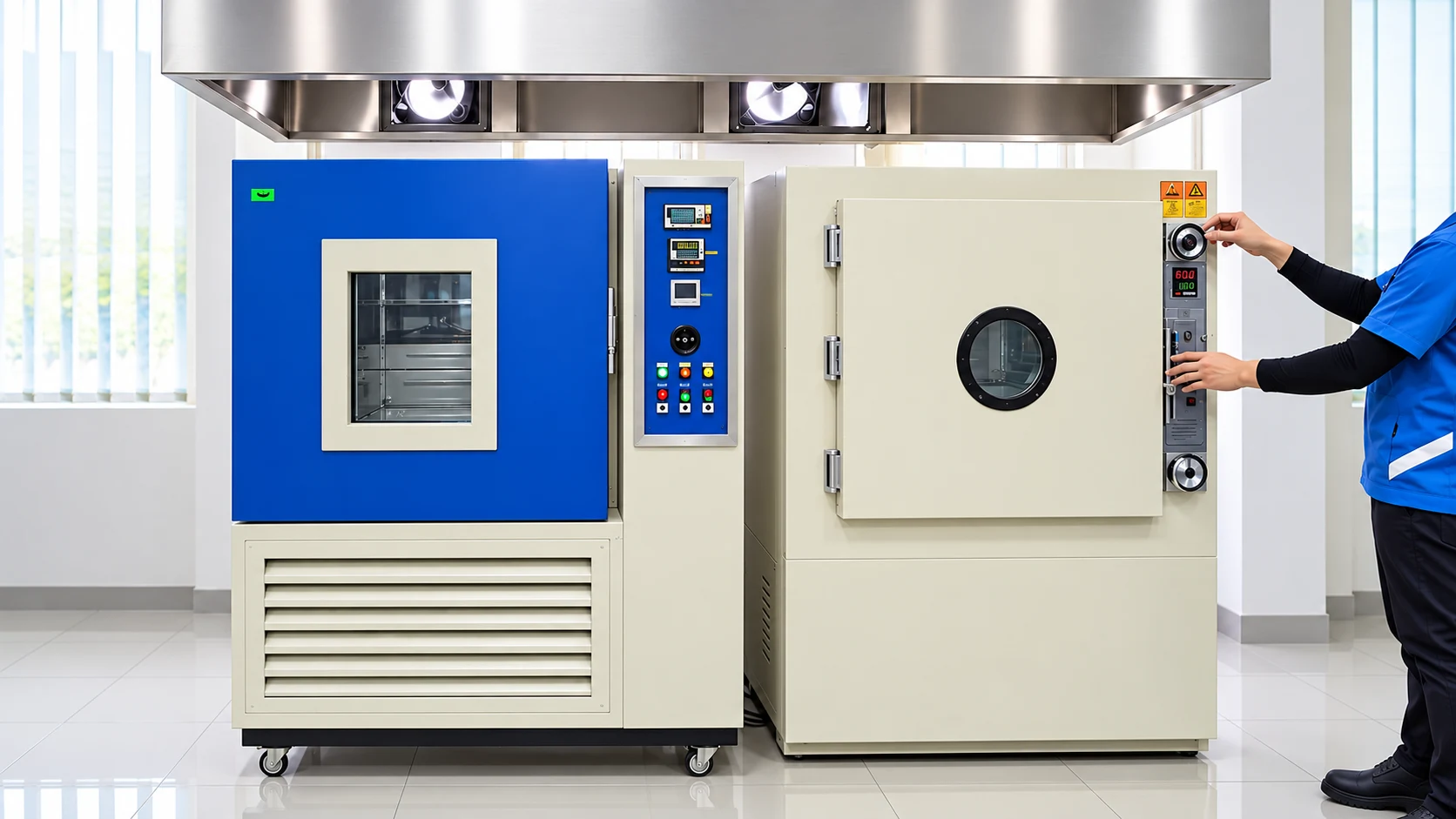 ProTec testing chambers with an operator at the controls